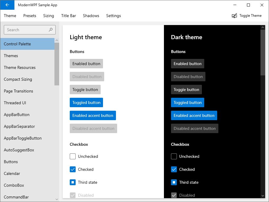 Control Palette